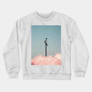 Balancing on one leg above the clouds Crewneck Sweatshirt